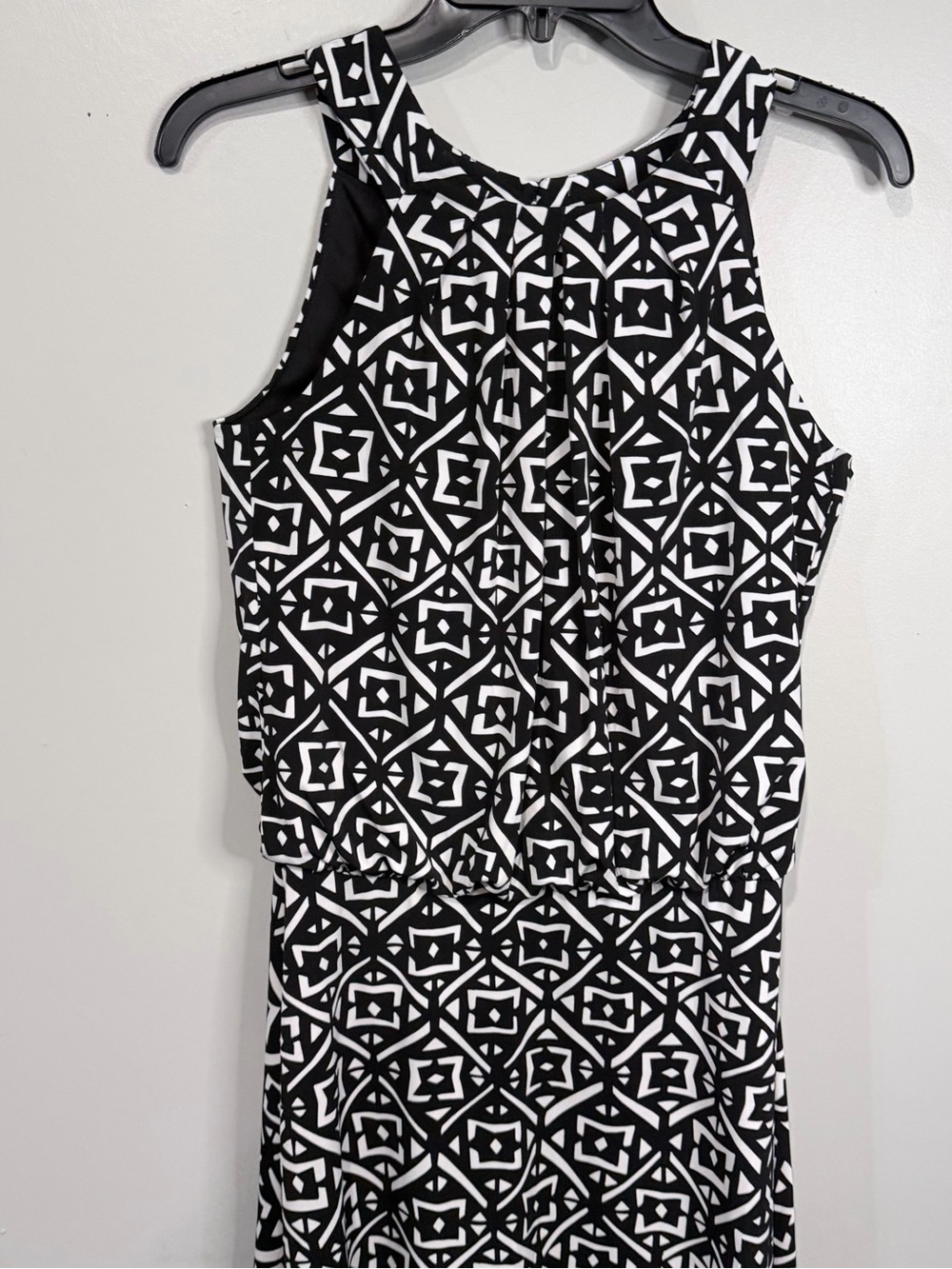 White House Black Market Black & White Geometric Midi Dress